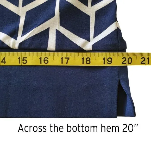 Donna Morgan Career Dress Blue & White Abstract Print with Self Tie Size 4 - Picture 14 of 16